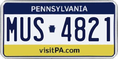 PA license plate MUS4821