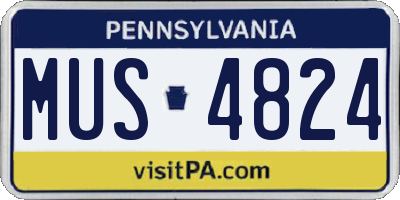 PA license plate MUS4824