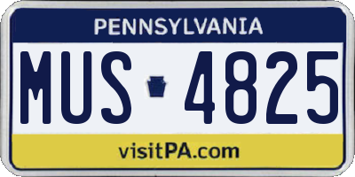PA license plate MUS4825