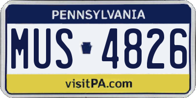 PA license plate MUS4826