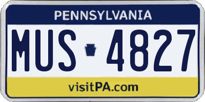 PA license plate MUS4827