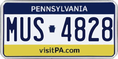 PA license plate MUS4828