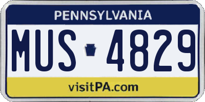 PA license plate MUS4829