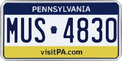 PA license plate MUS4830