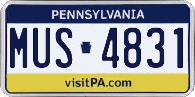 PA license plate MUS4831