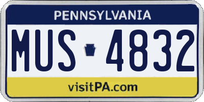 PA license plate MUS4832