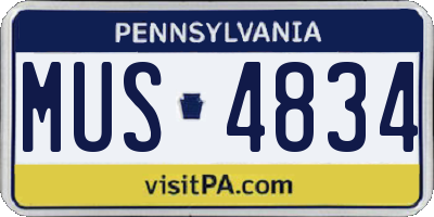 PA license plate MUS4834