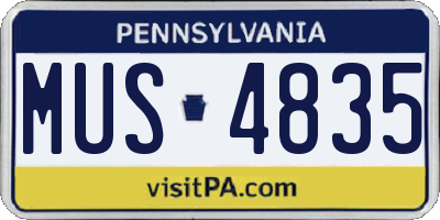 PA license plate MUS4835