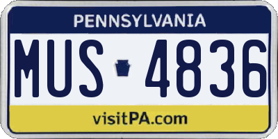 PA license plate MUS4836