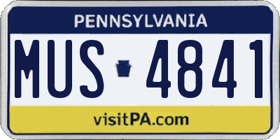 PA license plate MUS4841