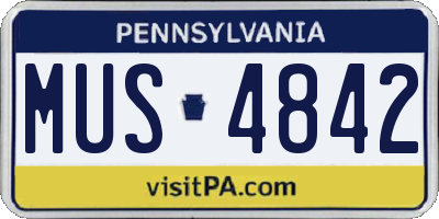 PA license plate MUS4842