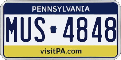PA license plate MUS4848