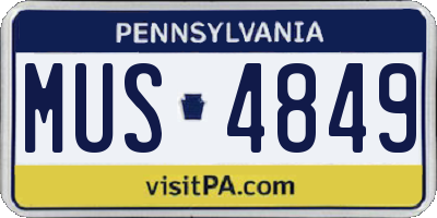 PA license plate MUS4849