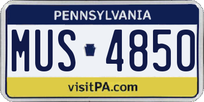 PA license plate MUS4850