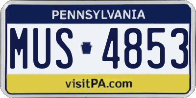 PA license plate MUS4853
