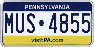 PA license plate MUS4855