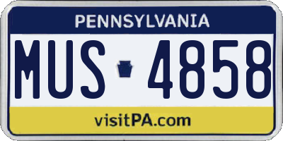 PA license plate MUS4858