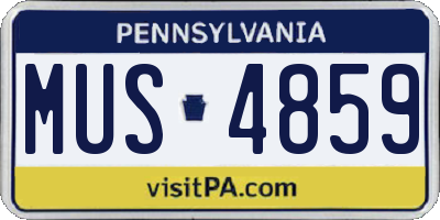 PA license plate MUS4859