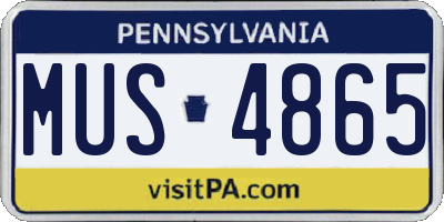 PA license plate MUS4865