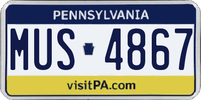 PA license plate MUS4867