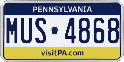 PA license plate MUS4868