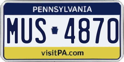 PA license plate MUS4870