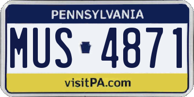 PA license plate MUS4871