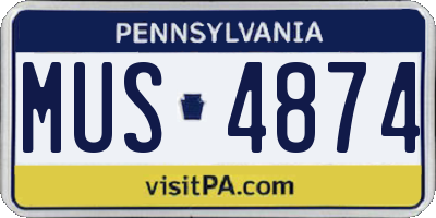 PA license plate MUS4874