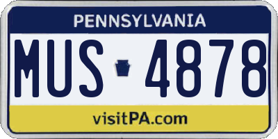 PA license plate MUS4878
