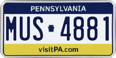 PA license plate MUS4881