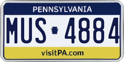 PA license plate MUS4884