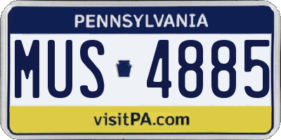 PA license plate MUS4885