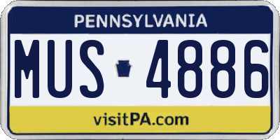PA license plate MUS4886