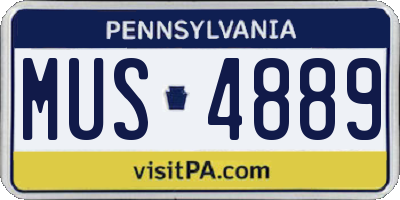 PA license plate MUS4889