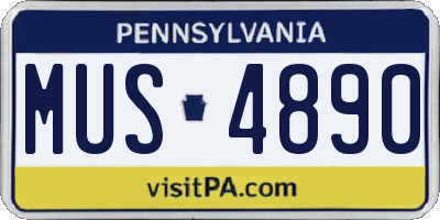 PA license plate MUS4890