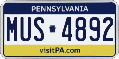 PA license plate MUS4892