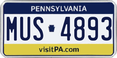 PA license plate MUS4893
