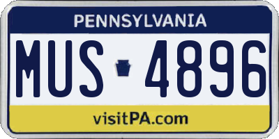 PA license plate MUS4896