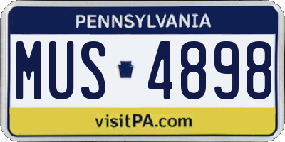 PA license plate MUS4898