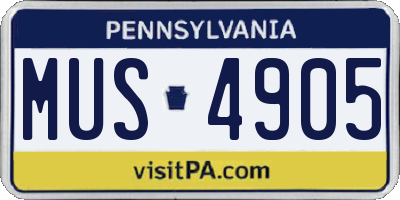 PA license plate MUS4905