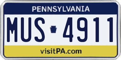PA license plate MUS4911