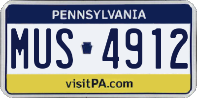 PA license plate MUS4912