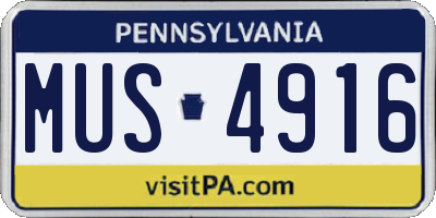 PA license plate MUS4916