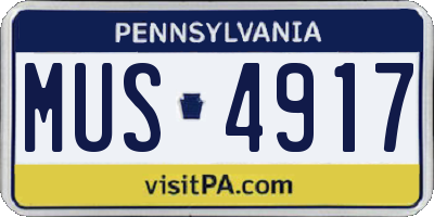PA license plate MUS4917