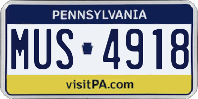 PA license plate MUS4918