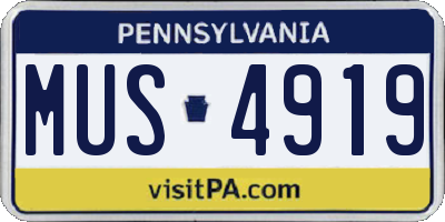 PA license plate MUS4919