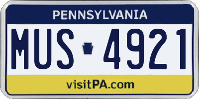 PA license plate MUS4921