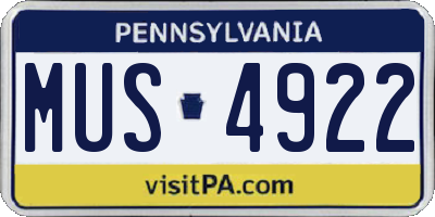 PA license plate MUS4922