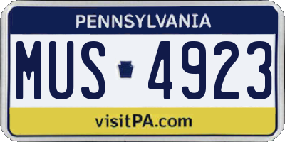 PA license plate MUS4923