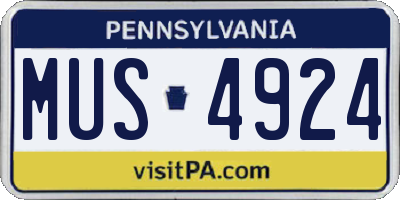 PA license plate MUS4924